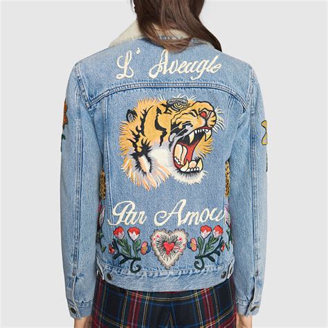 jacket gucci womens|gucci denim jacket women.